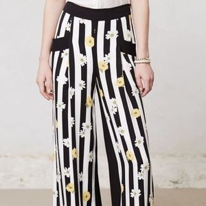 Elevenses Black Daisy Striped Graphic Duex Pants 8